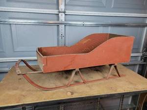 lot 208 image: Antique Steel Runner Sled - Approx. 36 x 12