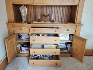 lot 61 image: Contents of Drawers and Cupboards - Empty Photo Albums, Candles, Home Dcor, Weighted Sterling Silver Handle with Abalone Inlays, and MORE NO SHIPPING