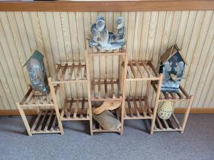 lot 177 image: Plant Stand with Contents and Wall Dcor - NO SHIPPING