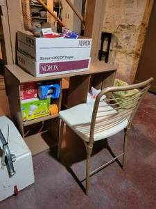 lot 188 image: OODLES of Light Bulbs, Small Primitive Wood Desk with Chair, and MORE NO SHIPPING