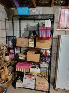 lot 336 image: Large Lot of Craft Supplies, Vintage Sewing Patterns, Gift Bags, Ribbon, Gift Boxes, and MORE NO SHIPPING