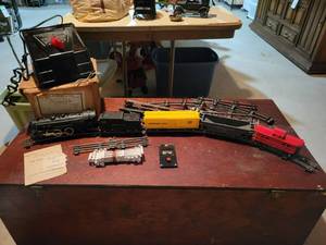 lot 41 image: MARX American Flyer 300AC Train Set - Includes Diecast Locomotive and Tender, 3 Cars, 20 Track Pieces, Transformer, and MORE Untested.