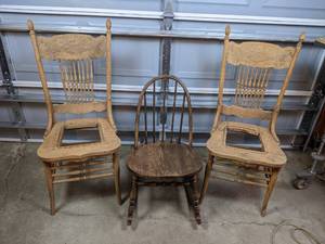 lot 222 image: (3) Vintage Chairs - NO SHIPPING