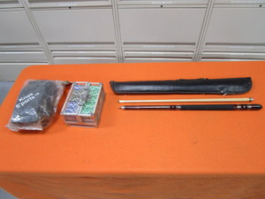 Pool Cue, Poker Chips, Knee Pads