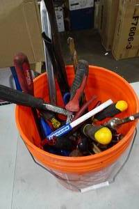 lot 180 image: Bucket of Assorted Hand Tools  - Klein, Large Bits