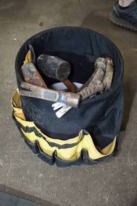 lot 131 image: Bucket with Organizer and Hammers