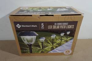 lot 136 image: Members Mark 5 Piece Oil Rubbed Bronze Solar Path Lights