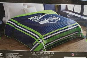 lot 144 image: NEW NFL Quilted Blanket - Seattle Seahawks - QueenKing