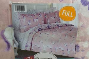 lot 153 image: NEW Members Mark 7 Piece Kids Flannel Bedding Set - Full - Unicorn