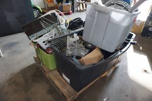 lot 299 image: Pallet of Assorted Hardware - Tools, Fasteners, Automotive, Electronics
