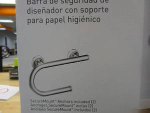 MOEN Home Care 8 in. x 1 in. Screw Grab Bar with Integrated Paper Holder in Chrome (BRAND NEW)