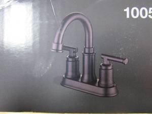 GLACIER BAY Oswell 4 in. Centerset 2-Handle High-Arc Bathroom Faucet in Matte Black (OPEN BOX)