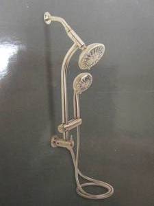 GLACIER BAY 6-Spray Wall Bar Raincan Showerhead with 6-Spray Handshower in Brushed Nickel (OPEN, APPEARS NEW)