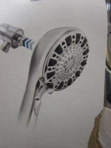 GLACIER BAY Push Release 6-Spray Patterns with 1.8 GPM 4.25 in. Wall Mount Handheld Shower Head in Chrome (OPEN PACKAGING, APPEARS NEW)