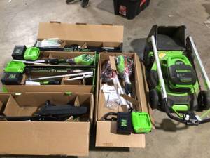 Lot of Assorted Greenworks Lawn Care Items Various Models and Conditions Customer Returns See Terms on Auction
