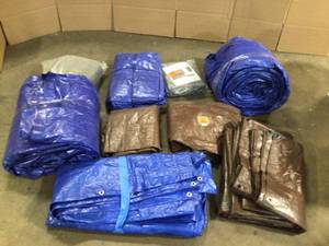 Lot of Assorted Tarps Customer Returns See Terms on Auction