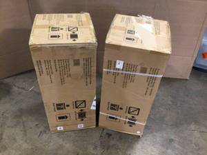 Lot of 2 Husky Ready-to-Assemble 24-Gauge Steel Wall Mounted Garage Cabinet in Black (28 in. W x 29 in. H x 12 in. D) Customer Returns See Terms on Auction