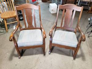 lot 19 image: Pair of Matching Rocking Chairs