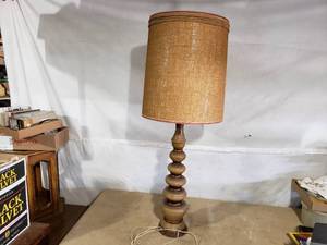 lot 31 image: Tall Wooden Lamp