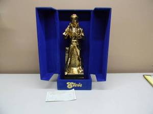 VINTAGE 1977 Elvis Presley GOLD MCCORMICK WHISKEY DECANTER MUSIC BOX MY WAY ORIGINAL 1977 FANTASTIC PIECE - NICE - APPROX 16 - SEE PICTURES
