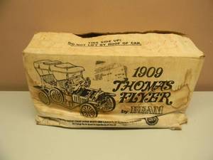 Vintage BEAMS 1909 THOMAS FLYER FLYABOUT BOTTLE DECANTER WITH ORIGINAL BOX - GREAT PIECE - NICE - SEE PICTURES