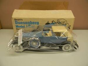 Vintage BEAMS DUESENBERG MODEL J CAR BOTTLE DECANTER WITH ORIGINAL BOX - IN ORIGINAL PLASTIC  - FANTASTIC PIECE - NICE - SEE PICTURES