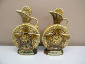 Vintage 1968 BEAMS B.P.O.E. ELKS CENTENNIAL 1868-1968 BOTTLE DECANTERS - FANTASTIC PIECES - NICE - SEE PICTURES