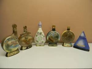 Vintage JIM BEAM REGAL CHINA DECANTERS WYOMING, ARIZONA, INDIANA, SAN DIEGO, SACRAMENTO, ILLINOIS - AWESOME PIECES - NICE - SEE PICTURES