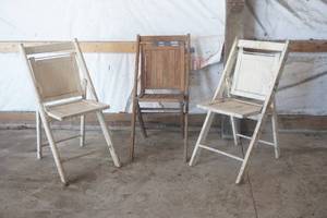 lot 77 image: Wood folding chairs