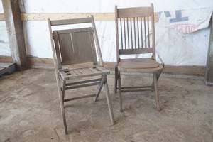 lot 108 image: Folding wood chairs
