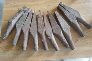 lot 179 image: Vintage wood glass insulator rods