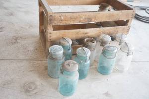 lot 200 image: Vintage Glass Canning Jars