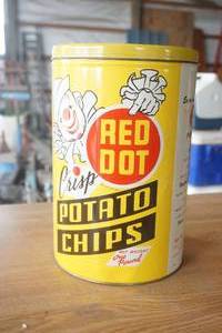 lot 303 image: Vintage Red Dot Potato Chip Can