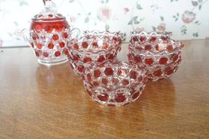 lot 491 image: Antique 1890 Ruby Red Flashed Double Block Hexagon Glass