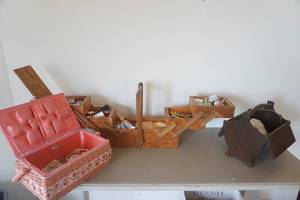 lot 601 image: Sewing Boxes with Sewing Supplies