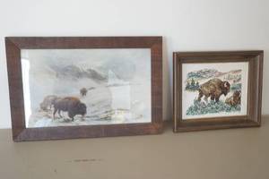 lot 628 image: Framed Bison Art