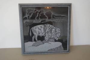 lot 632 image: Bison Etched Granite Artwork