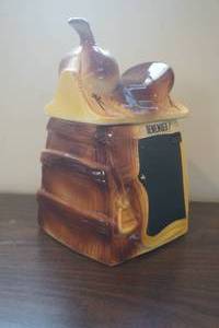 lot 664 image: Saddle cookie jar wblackboard