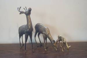 lot 704 image: Brass Deer Statues