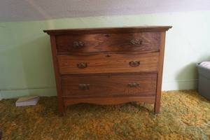 lot 760 image: wood dresser curvetop drawer Roller Feet