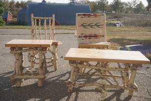 lot 782 image: handcrafted white birch deck set