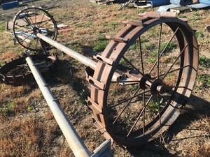 Antique Field Irrigator Axle w2 Steel Wheels (1 set)