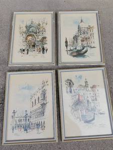 Four Signed Lithographs in Frames
