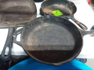 2-Cast Iron Skillets (9 & 10 Inch) & 1-Other ScanPan (Denmark)