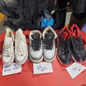 3-Pair SneakersConverse Mens 4-12 Womens Size 6-12, Air 6-12 Youth, Adidas 7-12 Mens