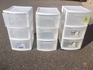 3 3-Drawer Storage Organizers (White)