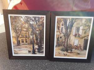Pair Of Framed Prints By Marilyn Hageman Provence Village I & II (35x29)