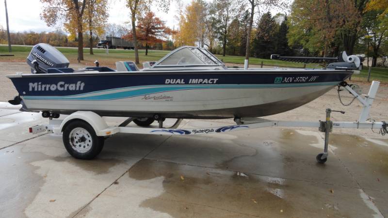 1997 Mirrocraft Boat, Johnson 90 hp Outboard, Yacht Club Roller Trailer ...