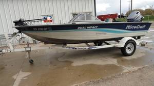 1997 Mirrocraft with Johnson 90 outboard motor & Yacht club roller trailer