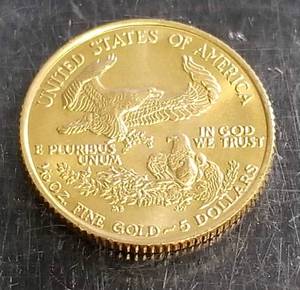 1986 US $5 GOLD EAGLE 110th TROY OZ FINE GOLD